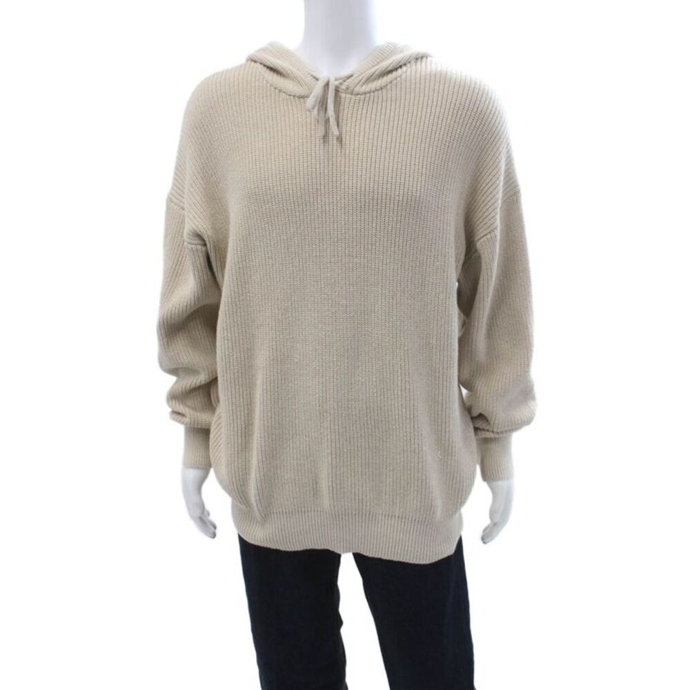 Dept Anonym Unisex Pullover Hoodie Beige Long Sleeve Drawstring Size XL